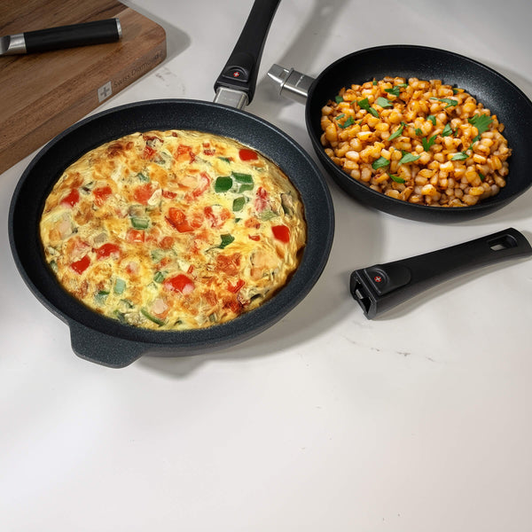 Swiss Diamond XD Nonstick 2-Piece Set - Duo Fry Pans With Detachable Handle - Induction