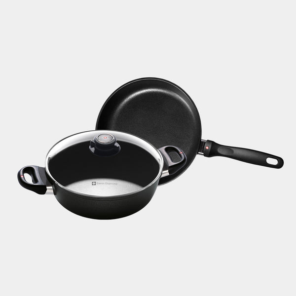 swiss diamond XD Nonstick 3-Piece Set - Fry Pan & Casserole - Induction