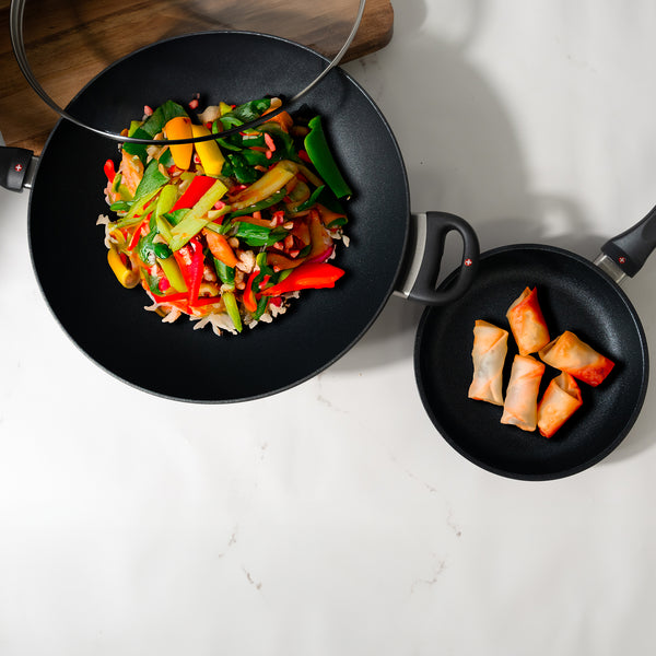 Swiss Diamond XD Nonstick 8" Fry Pan & 12.5" Wok With Glass Lid Set
