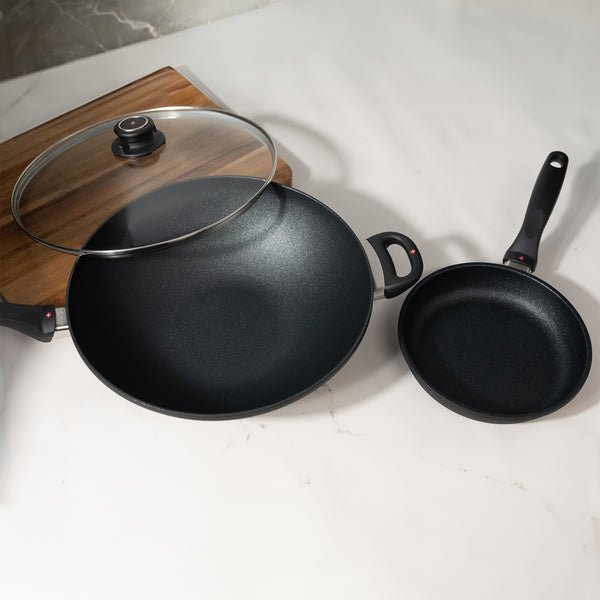 Swiss Diamond XD Nonstick 8" Fry Pan & 12.5" Wok With Glass Lid Set