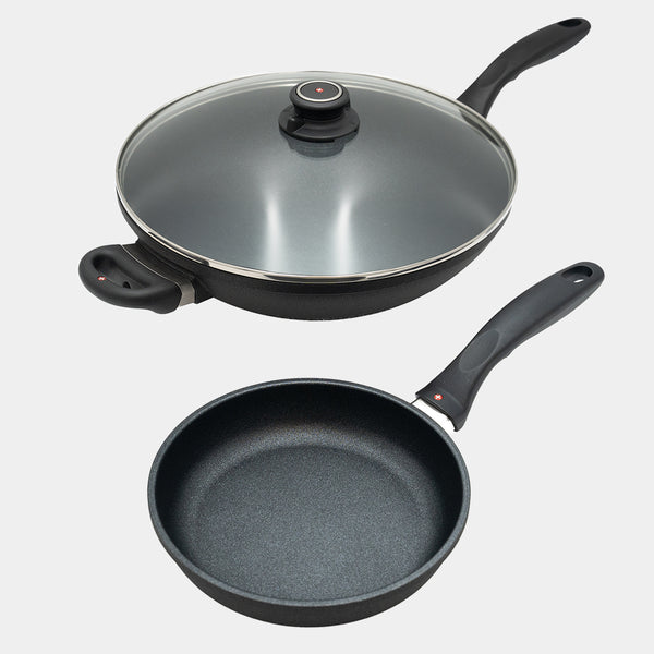 swiss diamond XD Nonstick 8" Fry Pan & 12.5" Wok with Glass Lid Set