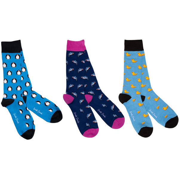 Swole Panda Animal Sock Box - 3 Pairs Of Bamboo Socks (His)