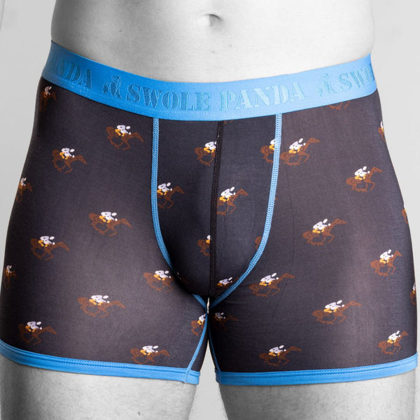Swole Panda Bamboo Boxers 2 Pack - Navy Blue Racehorses