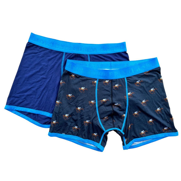 swole panda Bamboo Boxers 2 Pack - Navy Blue Racehorses
