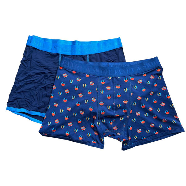 swole panda Bamboo Boxers 2 Pack - Navy Hot Air Balloons