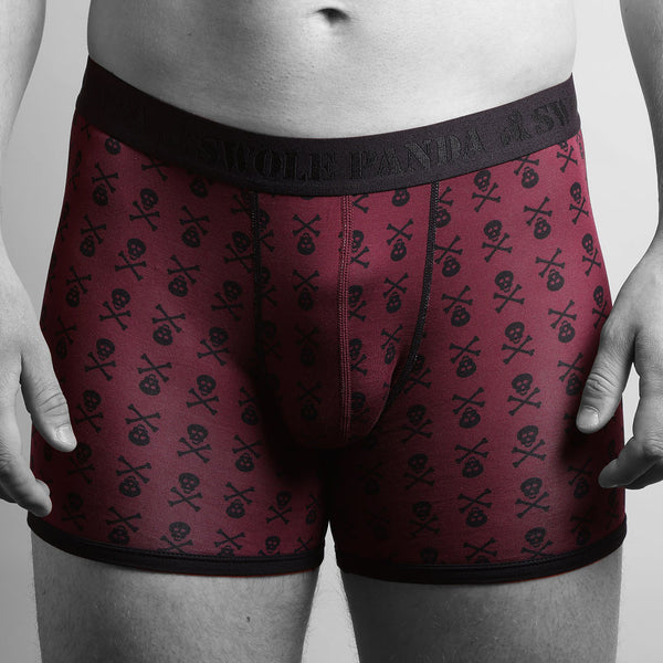 Swole Panda Bamboo Boxers 2 Pack - Skulls Black & White Spot