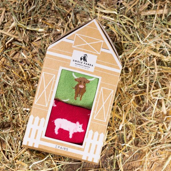 Swole Panda Barn Sock Box - 2 Pairs Of Bamboo Socks (His)