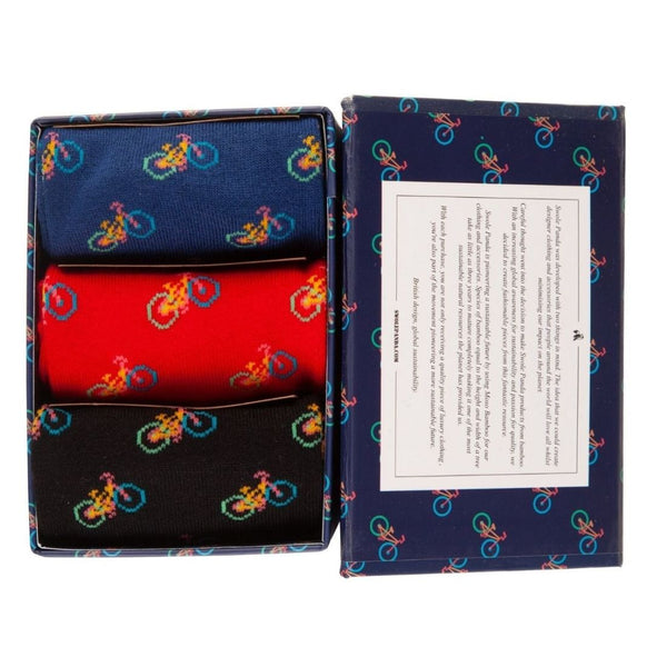 Swole Panda Bicycle Sock Box - 3 Pairs Of Bamboo Socks (His)