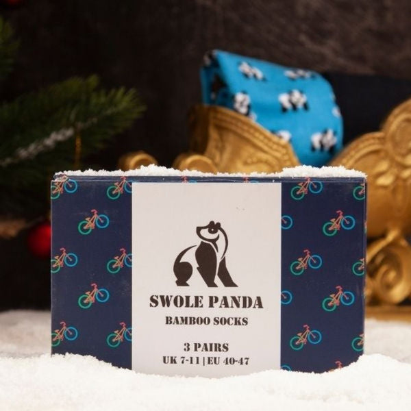 swole panda Bicycle Sock Box - 3 Pairs of Bamboo Socks (His)