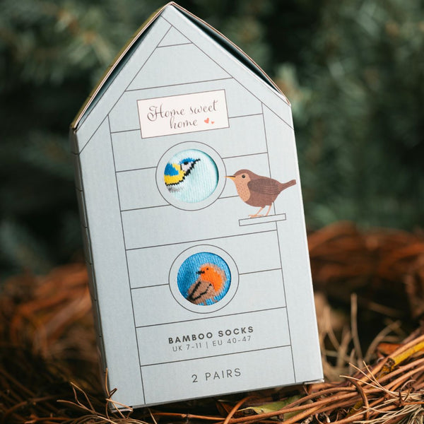swole panda Bird Watching Sock Box - 2 Pairs of Bamboo Socks (His)