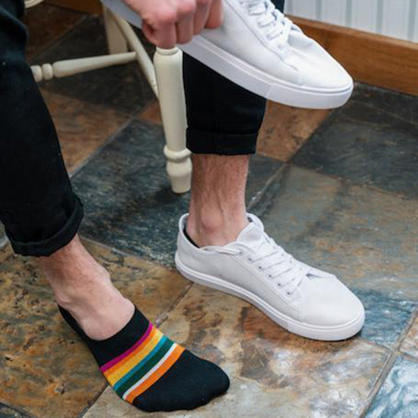 Swole Panda Black Bold Striped "No-Show" Bamboo Socks