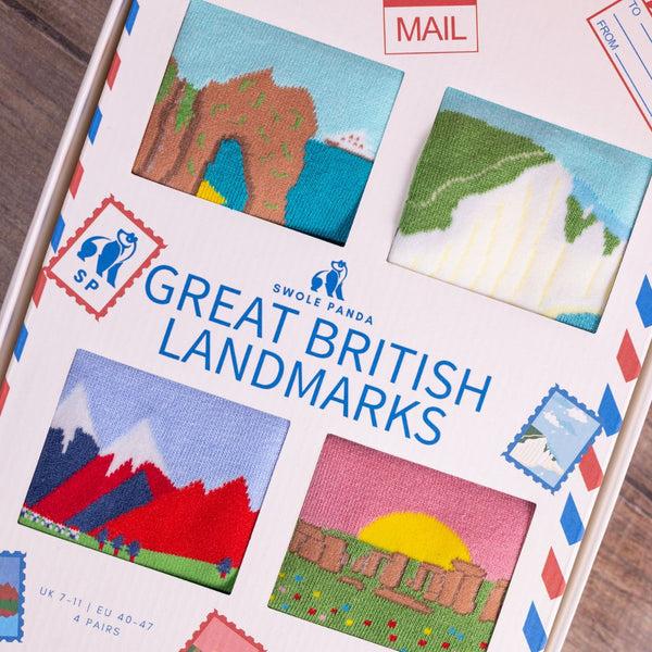 Swole Panda British Landmarks Sock Box - 4 Pairs Of Bamboo Socks (His)