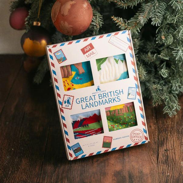 Swole Panda British Landmarks Sock Box - 4 Pairs Of Bamboo Socks (His)