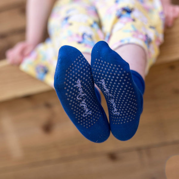 Swole Panda Children's Royal Blue Bamboo Grip Socks