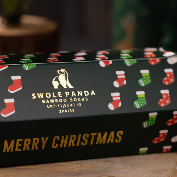 Swole Panda Christmas Cracker - 2 Pairs Of Bamboo Socks (His)