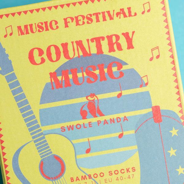 Swole Panda Country Music Sock Box - 2 Pairs Of Bamboo Socks (His)