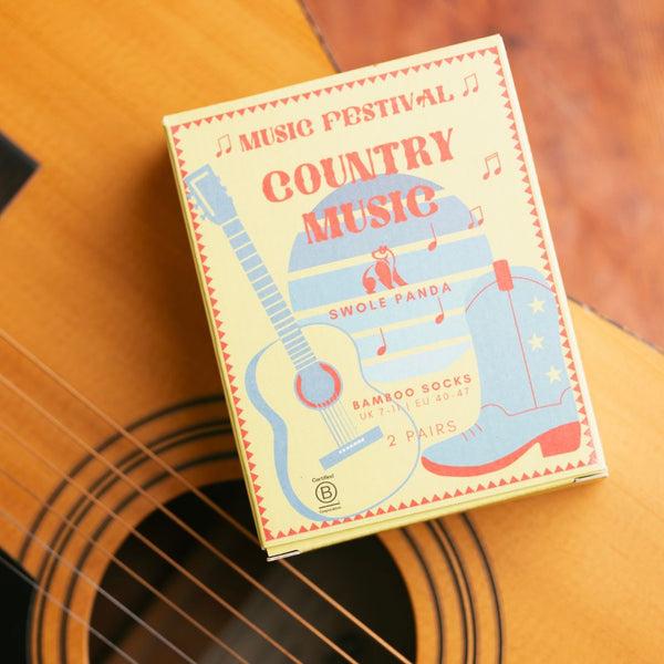 swole panda Country Music Sock Box - 2 Pairs of Bamboo Socks (His)