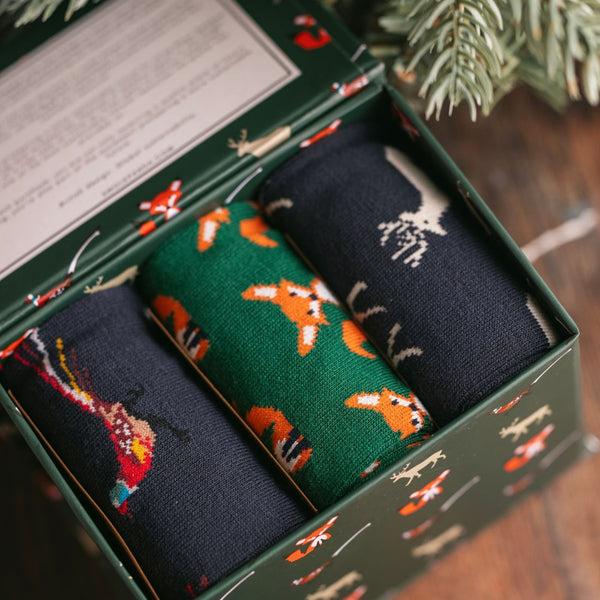 Swole Panda Countryside Sock Box - 3 Pairs Of Bamboo Socks (His)