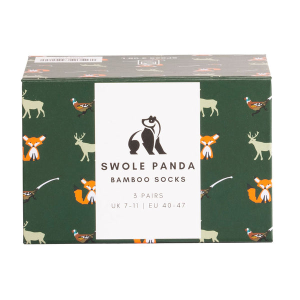 Swole Panda Countryside Sock Box - 3 Pairs Of Bamboo Socks (His)
