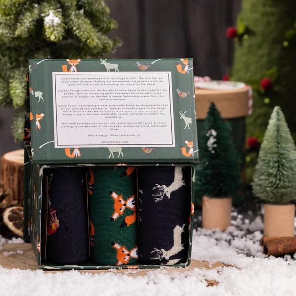 swole panda Countryside Sock Box - 3 Pairs of Bamboo Socks (His)