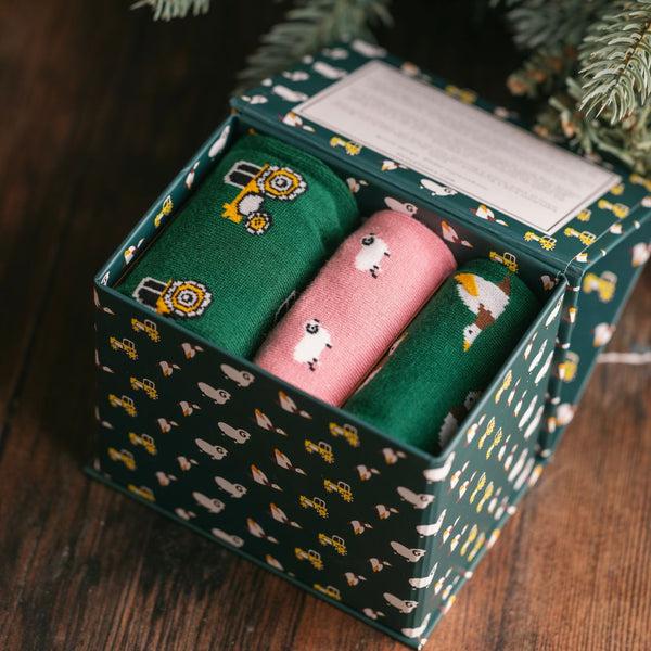 Swole Panda Farm Sock Box - 3 Pairs Of Bamboo Socks (His)