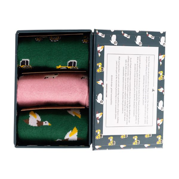 Swole Panda Farm Sock Box - 3 Pairs Of Bamboo Socks (His)