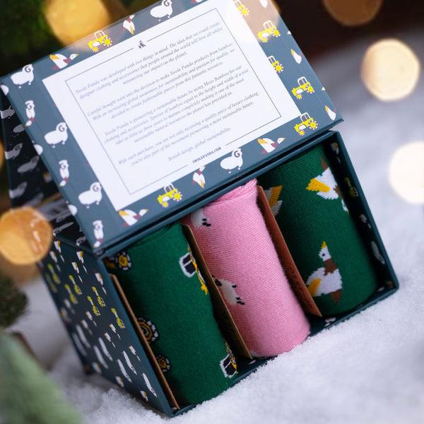 swole panda Farm Sock Box - 3 Pairs of Bamboo Socks (His)
