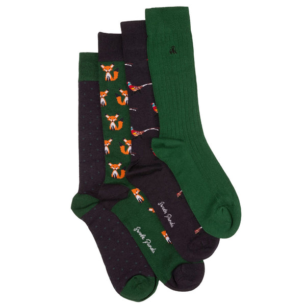 swole panda Fox & Pheasant Bamboo Sock Bundle - Four Pairs