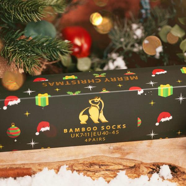 Swole Panda Green Christmas Drawer Box - 4 Pairs Of Bamboo Socks (His)