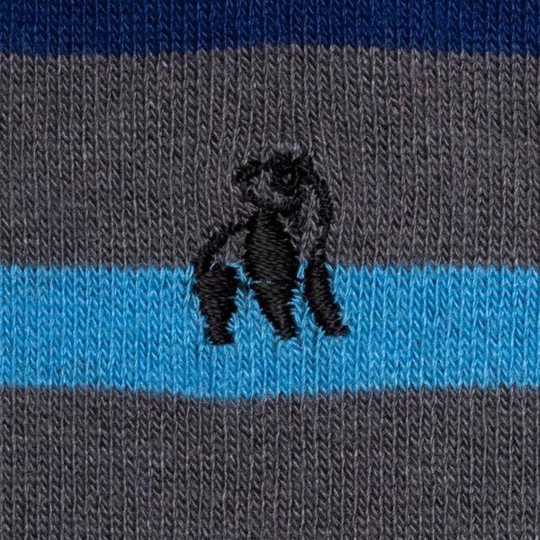 Swole Panda Grey Small Striped Bamboo Socks (Comfort Cuff)