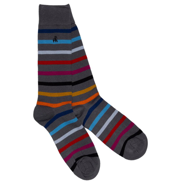 swole panda Grey Small Striped Bamboo Socks (Comfort Cuff)