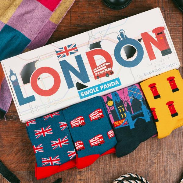 Swole Panda London Sock Box - 4 Pairs Of Bamboo Socks (His)
