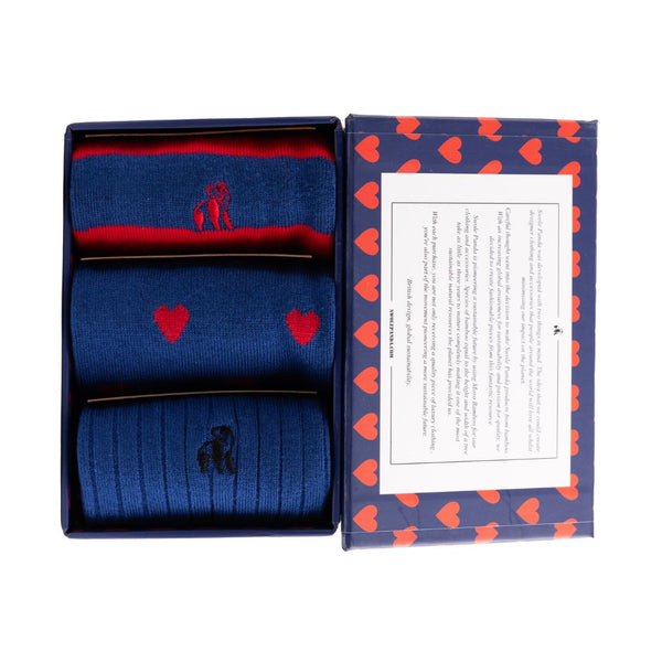 Swole Panda Love Heart Sock Box - 3 Pairs Of Bamboo Socks (His)