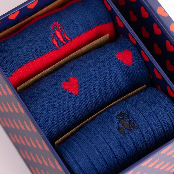 swole panda Love Heart Sock Box - 3 Pairs of Bamboo Socks (His)