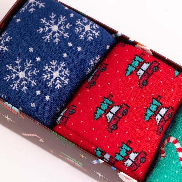Swole Panda Motif Christmas Drawer Box - 4 Pairs Of Bamboo Socks (His)