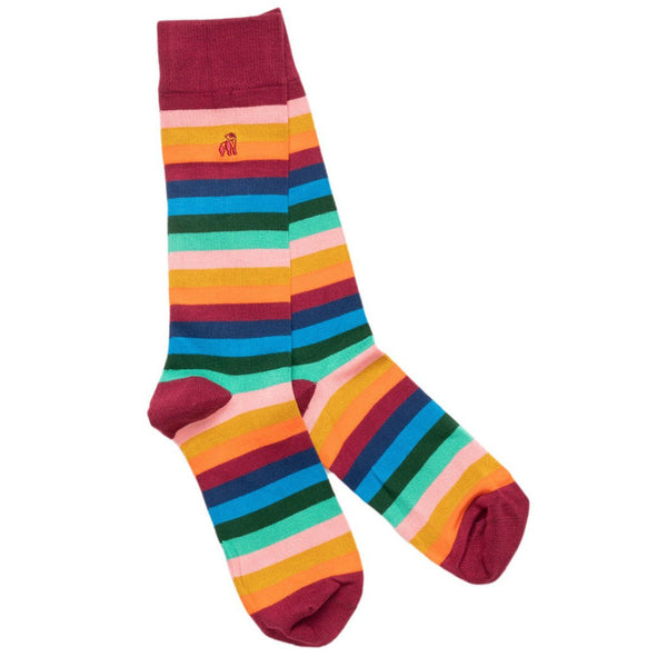 swole panda Multi Fine Striped Bamboo Socks (Comfort Cuff)