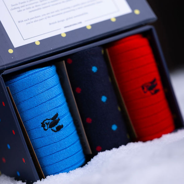 Swole Panda Multi Spot Sock Box - 3 Pairs Of Bamboo Socks (His)