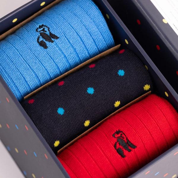 Swole Panda Multi Spot Sock Box - 3 Pairs Of Bamboo Socks (His)
