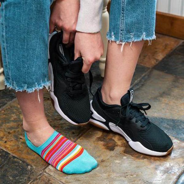 Swole Panda Narrow Pink Striped "No-Show" Bamboo Socks