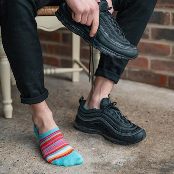 Swole Panda Narrow Pink Striped "No-Show" Bamboo Socks