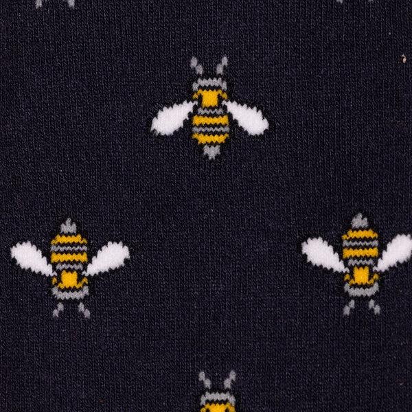 Swole Panda Navy Bumblebee Bamboo Socks (Comfort Cuff)