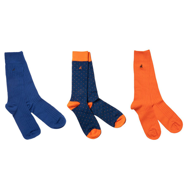 Swole Panda Orange And Blue Sock Box - 3 Pairs Of Bamboo Socks (His)