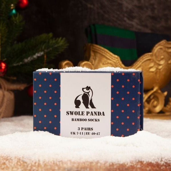 swole panda Orange and Blue Sock Box - 3 Pairs of Bamboo Socks (His)