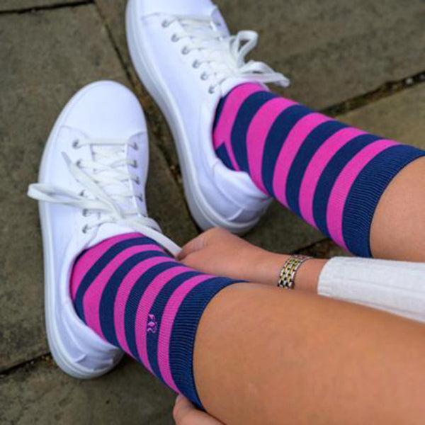 Swole Panda Pink Stripe Matching Bamboo Socks (Adult & Child)