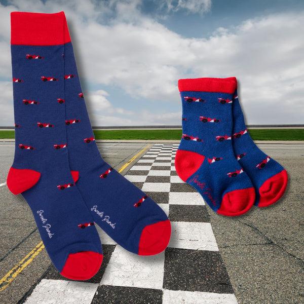 swole panda Racing Cars Matching Bamboo Socks (Adult & Child)