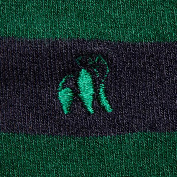 Swole Panda Racing Green Striped Bamboo Socks (Comfort Cuff)