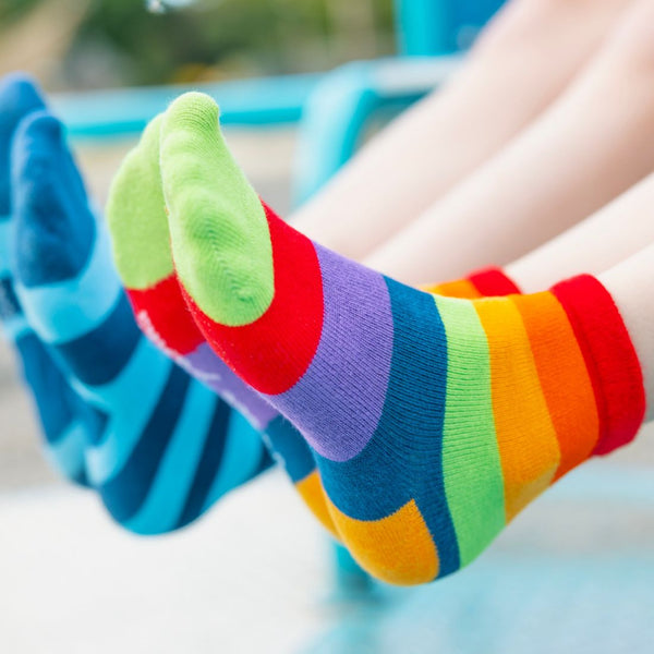 Swole Panda Rainbow Stripe Matching Bamboo Socks (Adult & Child)