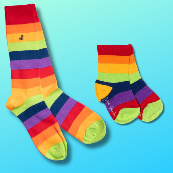 swole panda Rainbow Stripe Matching Bamboo Socks (Adult & Child)