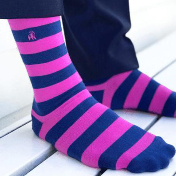 Swole Panda Rich Pink Striped Bamboo Socks (Comfort Cuff)