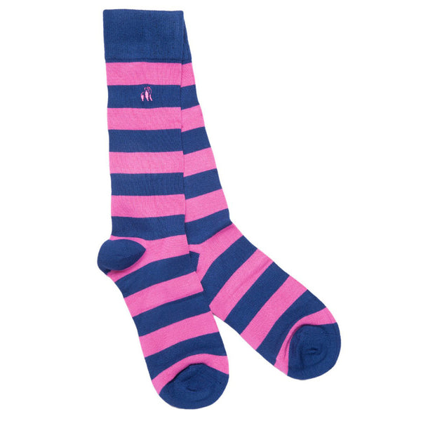 swole panda Rich Pink Striped Bamboo Socks (Comfort Cuff)